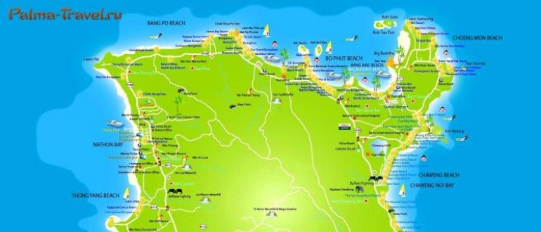Карта самуи - достопримечательности, отели, пляжи и многое другое